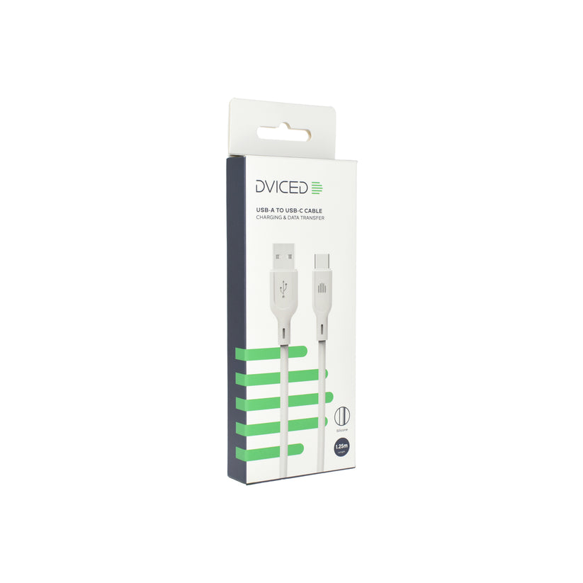 Cablu de date Dviced USB-A la USB-C silicon 1.25m, Alb - iSTYLE RO