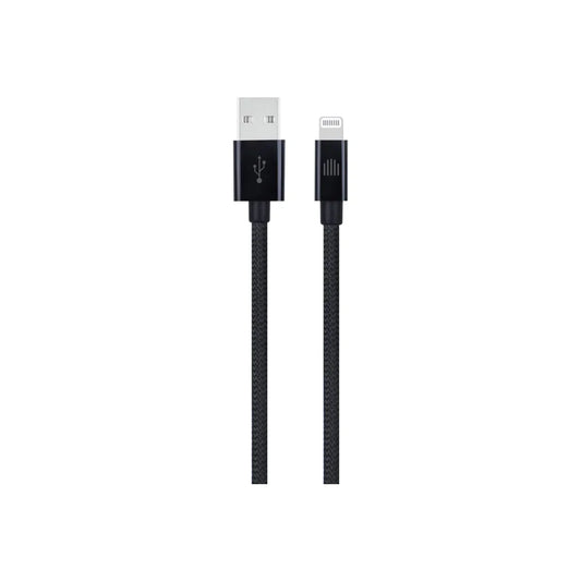 Cablu de date Dviced USB-A la Lightning Nylon Textile 1.25m, Negru - iSTYLE RO