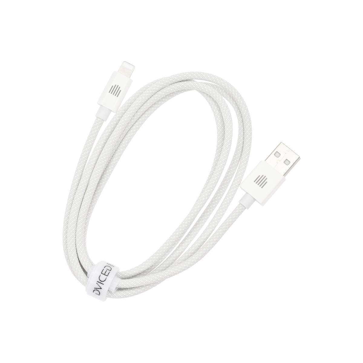 Cablu de date Dviced USB-A la Lightning Nylon Textile 1.25m, Alb - iSTYLE RO