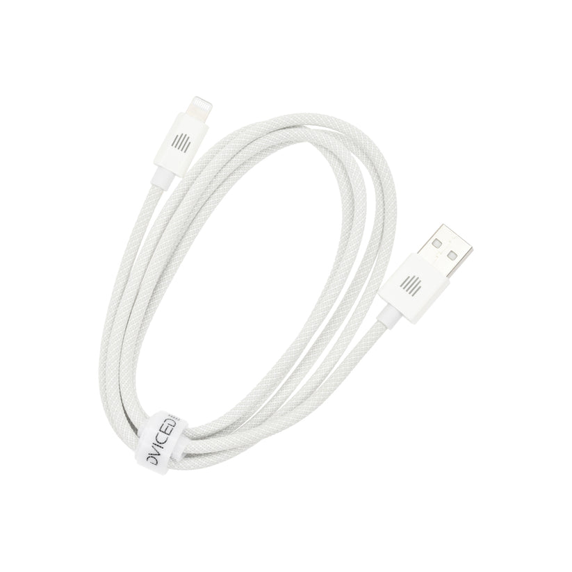 Cablu de date Dviced USB-A la Lightning Nylon Textile 1.25m, Alb - iSTYLE RO