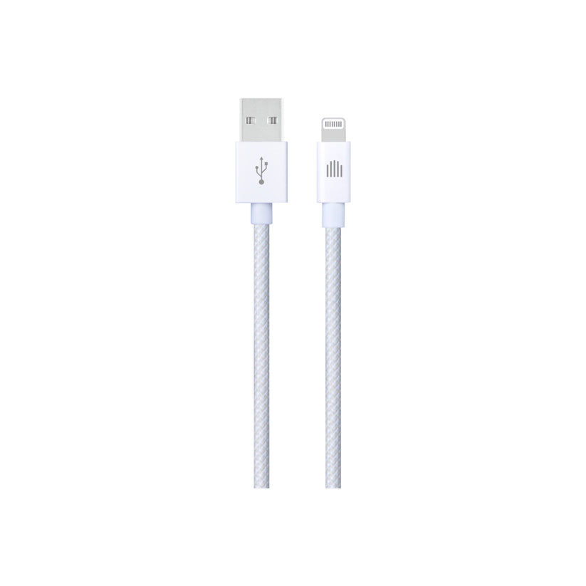 Cablu de date Dviced USB-A la Lightning Nylon Textile 1.25m, Alb - iSTYLE RO