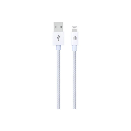 Cablu de date Dviced USB-A la Lightning Nylon Textile 1.25m, Alb - iSTYLE RO