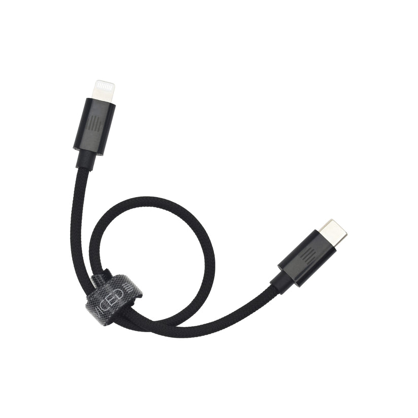 Cablu de date Dviced USB-C la Lightning Nylon Textile 0.25m, Negru - iSTYLE RO