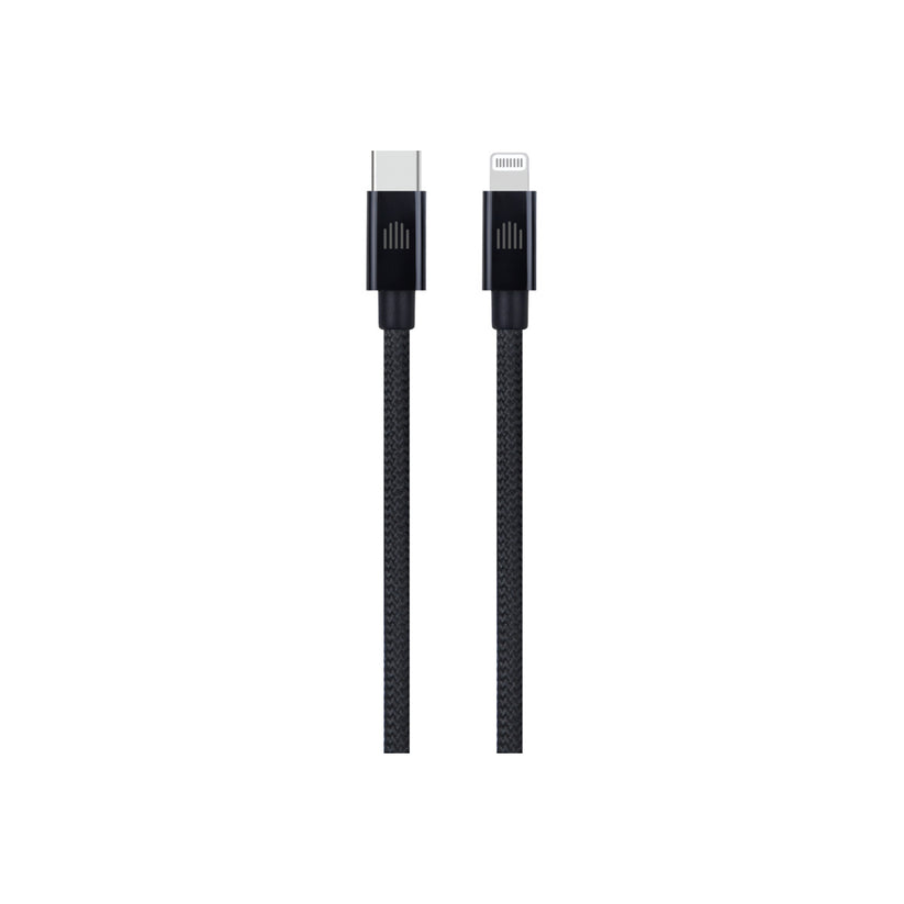Cablu de date Dviced USB-C la Lightning Nylon Textile 0.25m, Negru - iSTYLE RO
