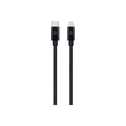Cablu de date Dviced USB-C la Lightning Nylon Textile 0.25m, Negru - iSTYLE RO