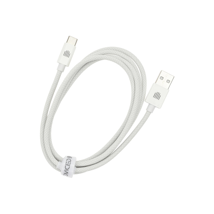 Cablu de date Dviced USB-A la USB-C Nylon Textile 1.25m, Alb - iSTYLE RO