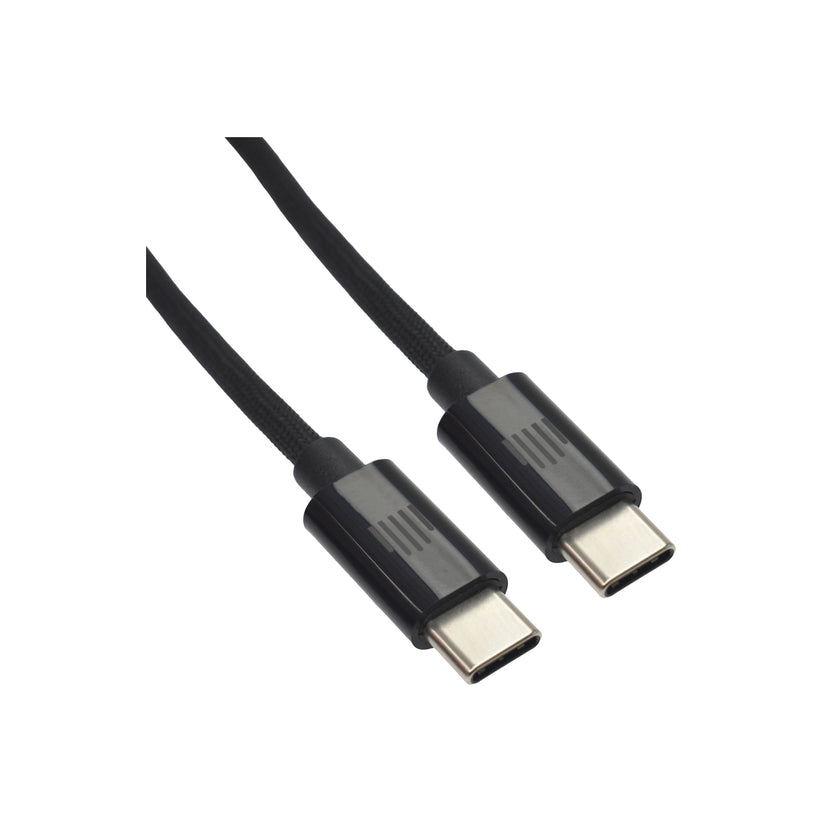 Cablu de date Dviced USB-C la USB-C Nylon Textile 0.25m, Negru - iSTYLE RO