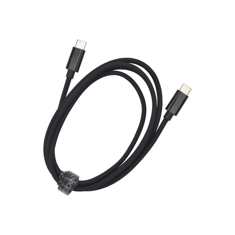 Cablu de date Dviced USB-C la USB-C Nylon Textile 1.25m, Negru - iSTYLE RO