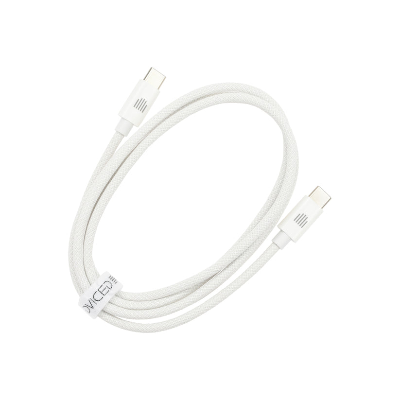 Cablu de date Dviced USB-C la USB-C Nylon Textile 1.25m, Alb - iSTYLE RO