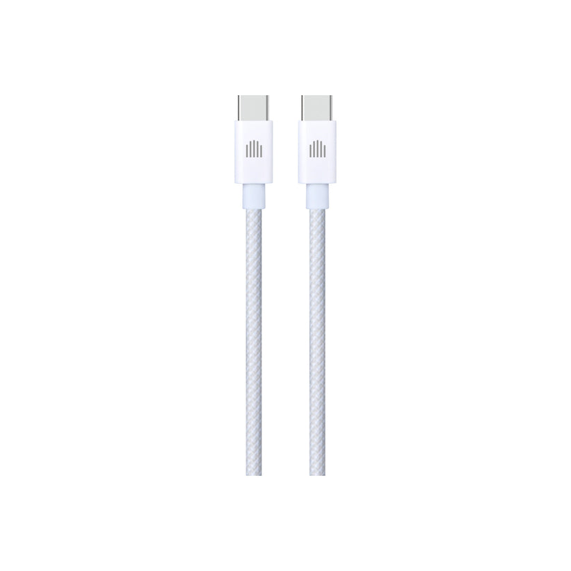 Cablu de date Dviced USB-C la USB-C Nylon Textile 1.25m, Alb - iSTYLE RO