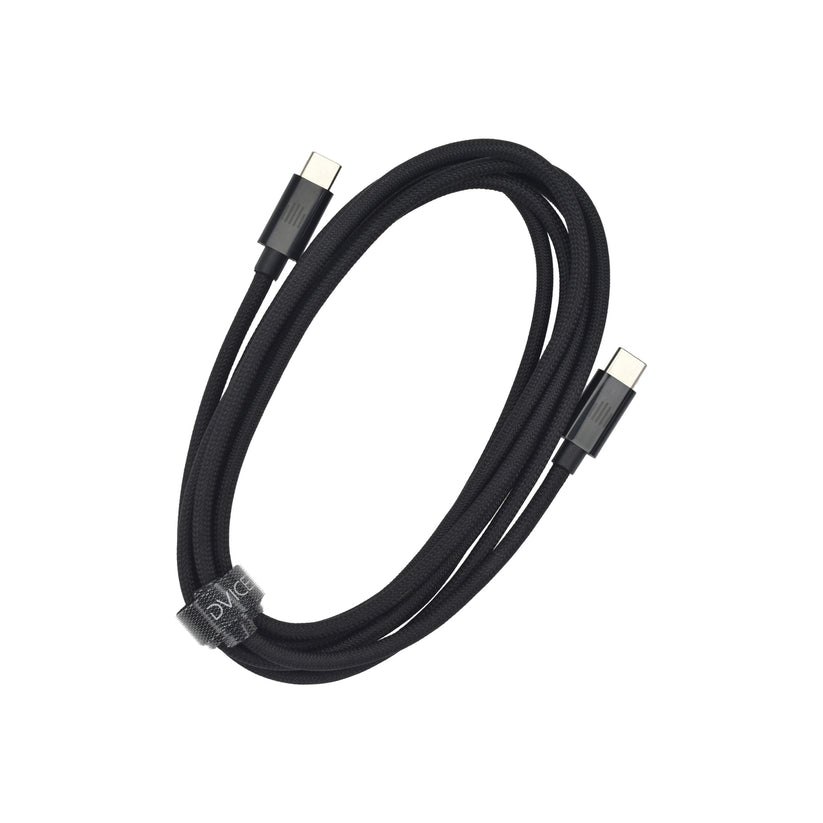 Cablu de date Dviced USB-C la USB-C Nylon Textile 2m, Negru - iSTYLE RO