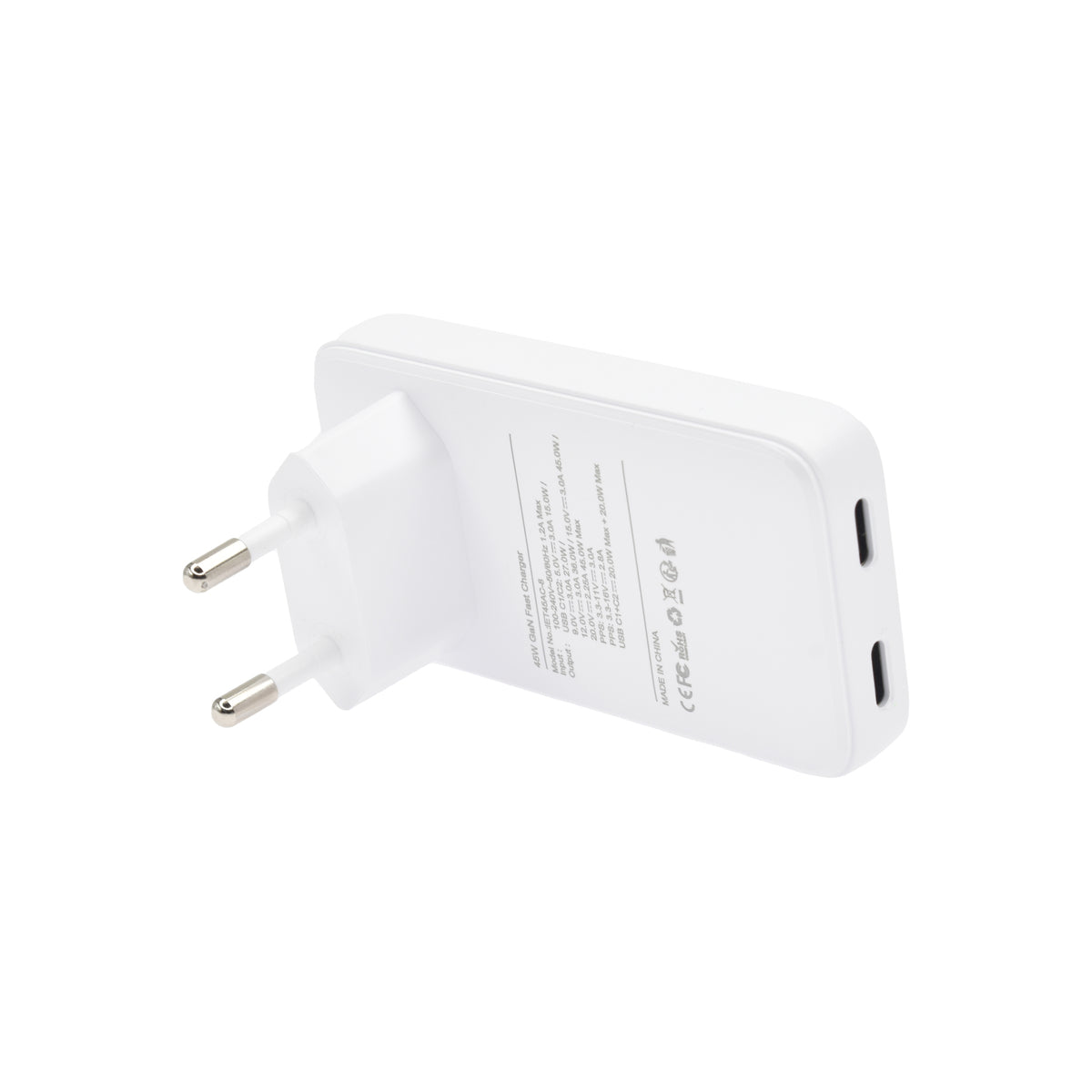 Adaptor priza Dviced 45W GaN 2 USB-C EU - Alb - iSTYLE RO