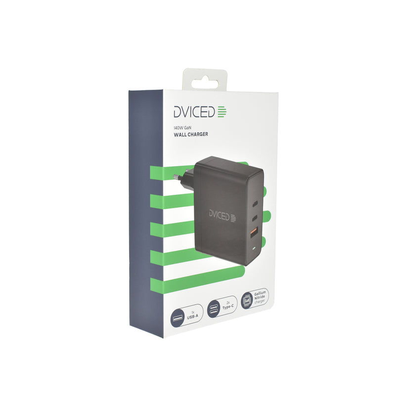 Adaptor priza Dviced 140W GaN 2 USB-C, USB-A EU - Negru - iSTYLE RO