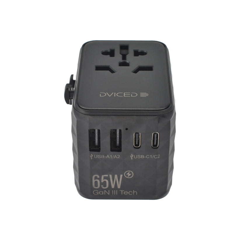 Adaptor incarcator universal priza de calatorie Dviced 65W GaN - Negru - iSTYLE RO