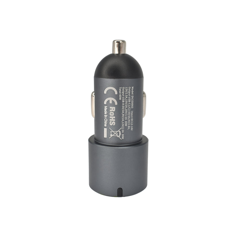 Incarcator auto Dviced Car charger 60W 1 USB-A, 2 USB-C - Gri - iSTYLE RO