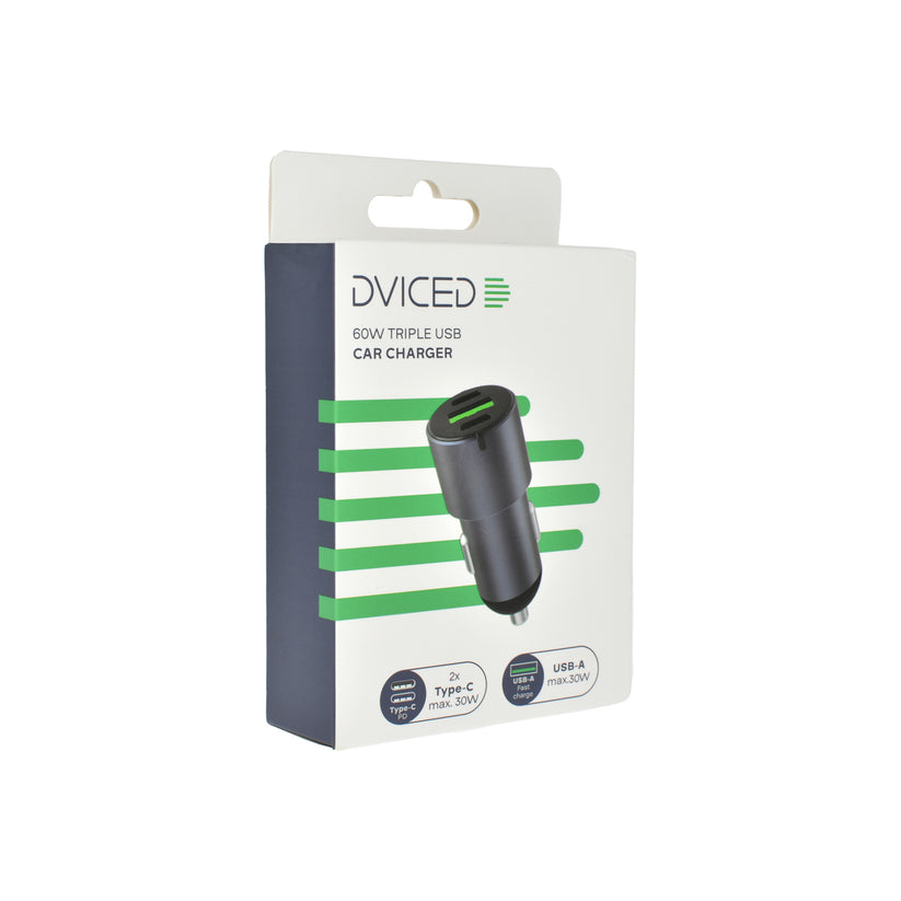 Incarcator auto Dviced Car charger 60W 1 USB-A, 2 USB-C - Gri - iSTYLE RO