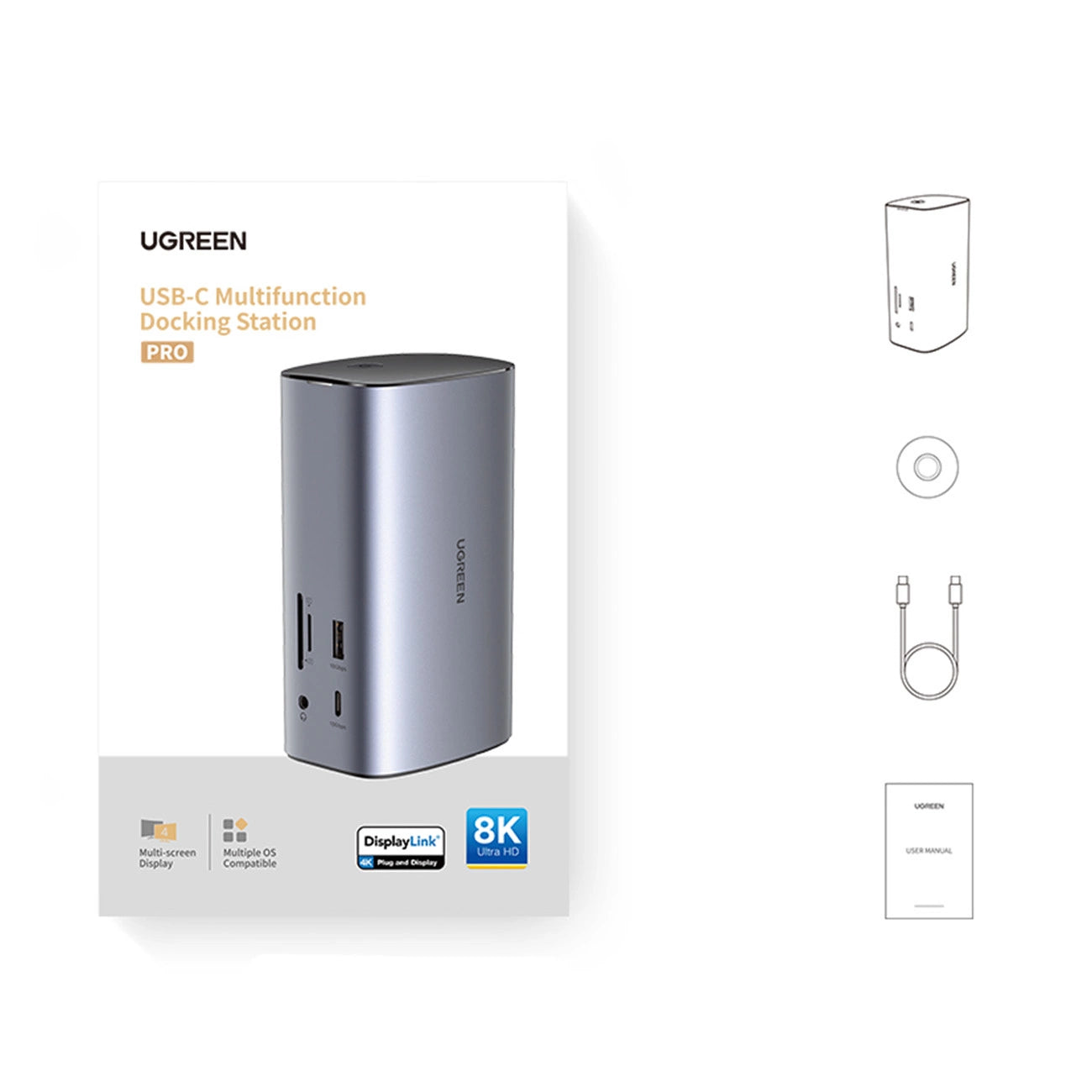 Hub UGREEN Revodok Pro 312, 12-in-1, USB-C, 8K, Gri