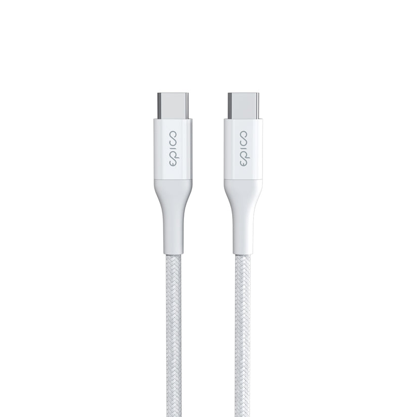 Cablu de date EPICO USB-C la USB-C, Textil, 1.2m, Alb - iSTYLE RO