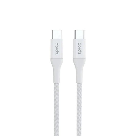 Cablu de date EPICO USB-C la USB-C, Textil, 0.3m, Alb - iSTYLE RO