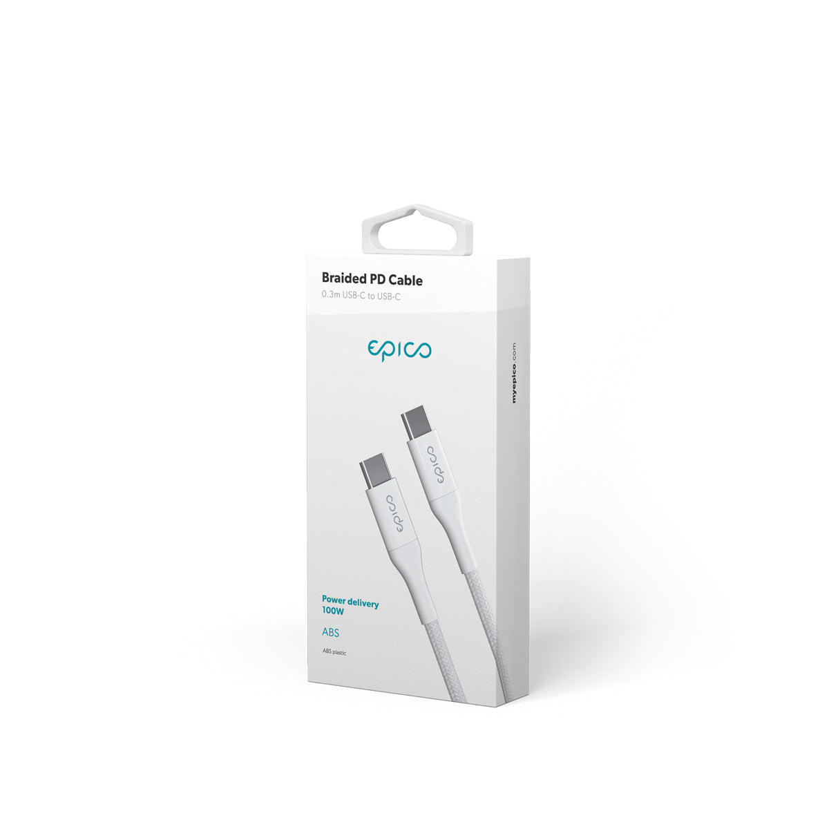 Cablu de date EPICO USB-C la USB-C, Textil, 0.3m, Alb - iSTYLE RO