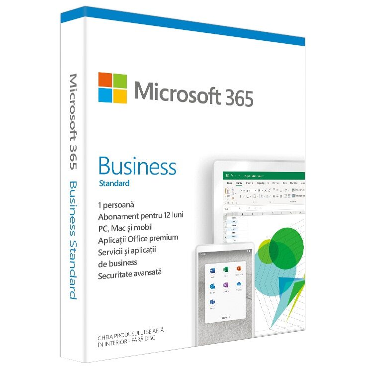 Microsoft 365 Business Standard, Engleza, Subscriptie 1 An, 1 Utilizator - iSTYLE RO