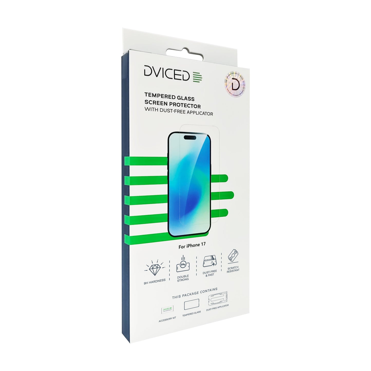 Folie de protectie DVICED din sticlă întărită pentru protecția ecranului, cu aplicator pentru iPhone 17