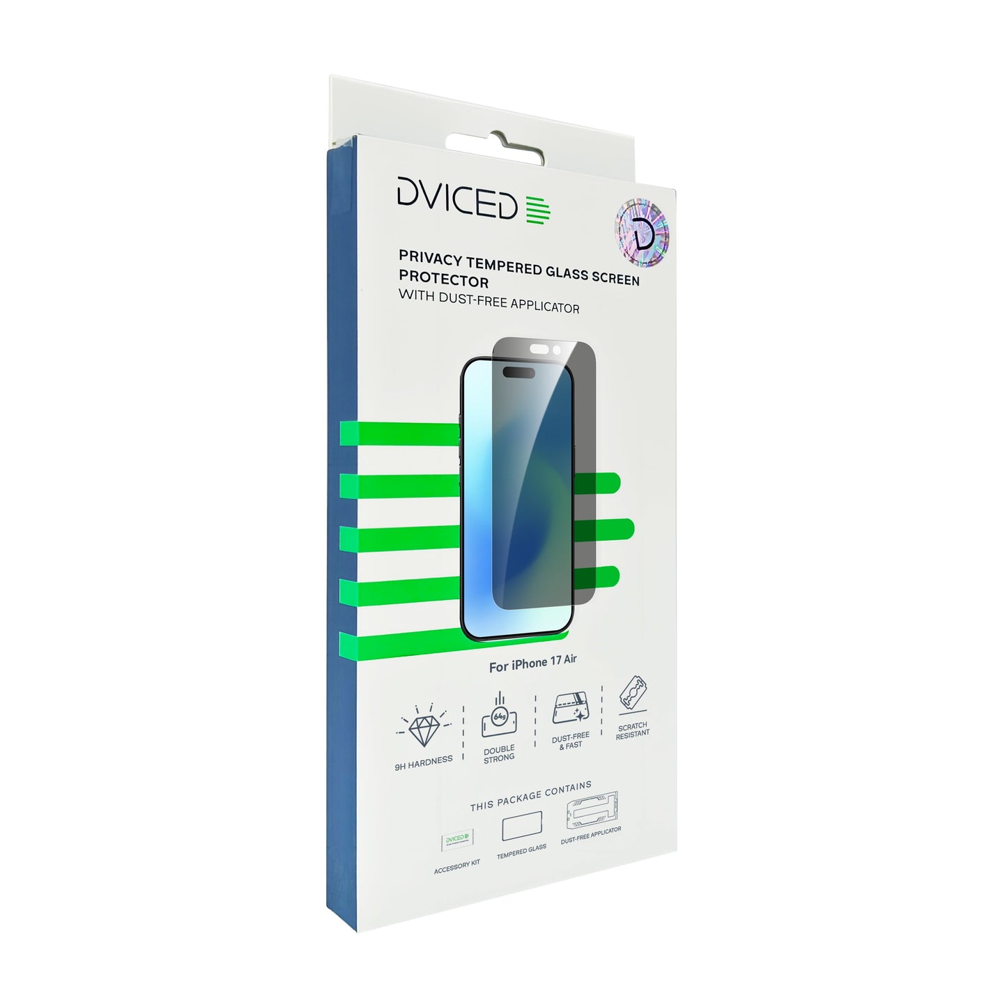 Folie de protectie privacy DVICED din sticlă întărită pentru protecția ecranului, cu aplicator pentru iPhone Air