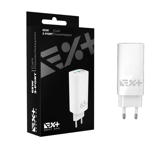 Adaptor priza NEXT ONE fast charging cu trei porturi (2x USB-C, 1x USB-A), 65W GaN Charger - iSTYLE RO