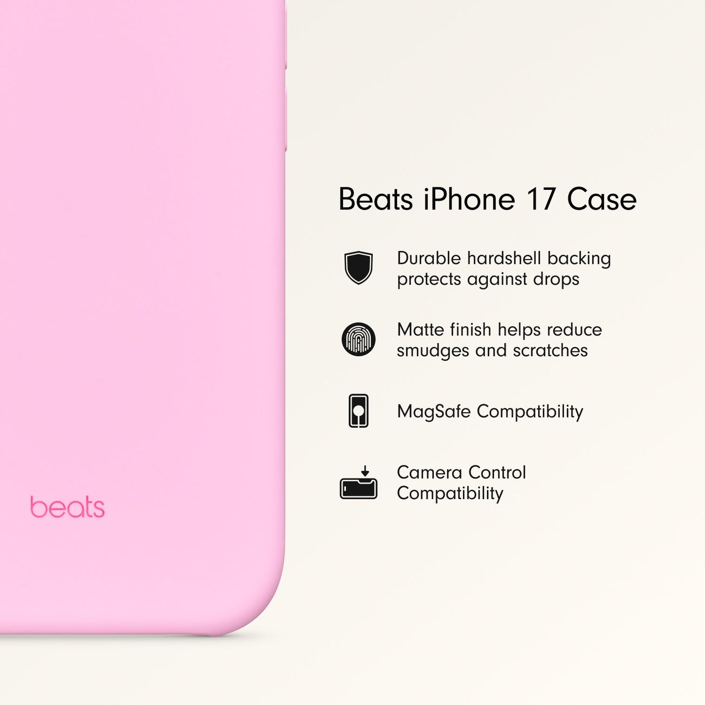 Husa de protectie Apple Beats cu MagSafe pentru iPhone 17, Pebble Pink - iSTYLE RO