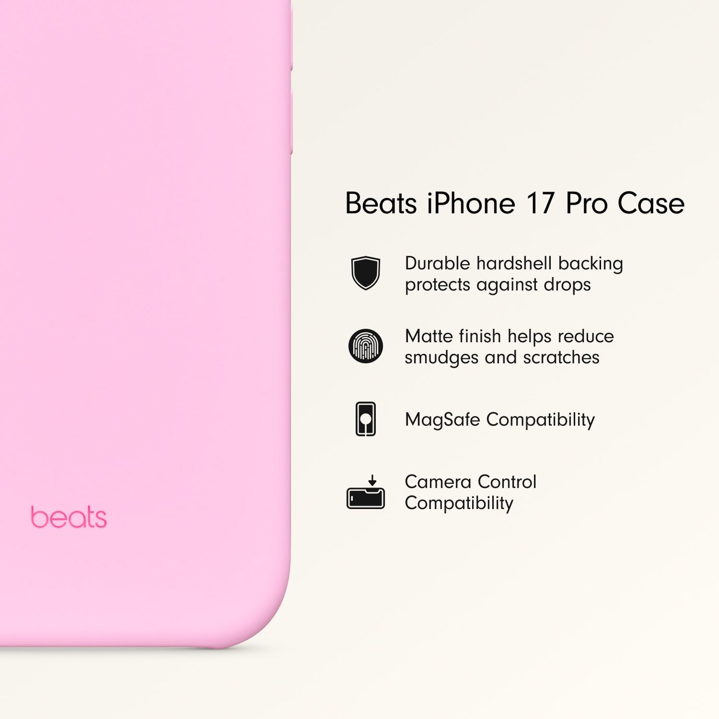Husa de protectie Apple Beats cu MagSafe pentru iPhone 17 Pro, Pebble Pink