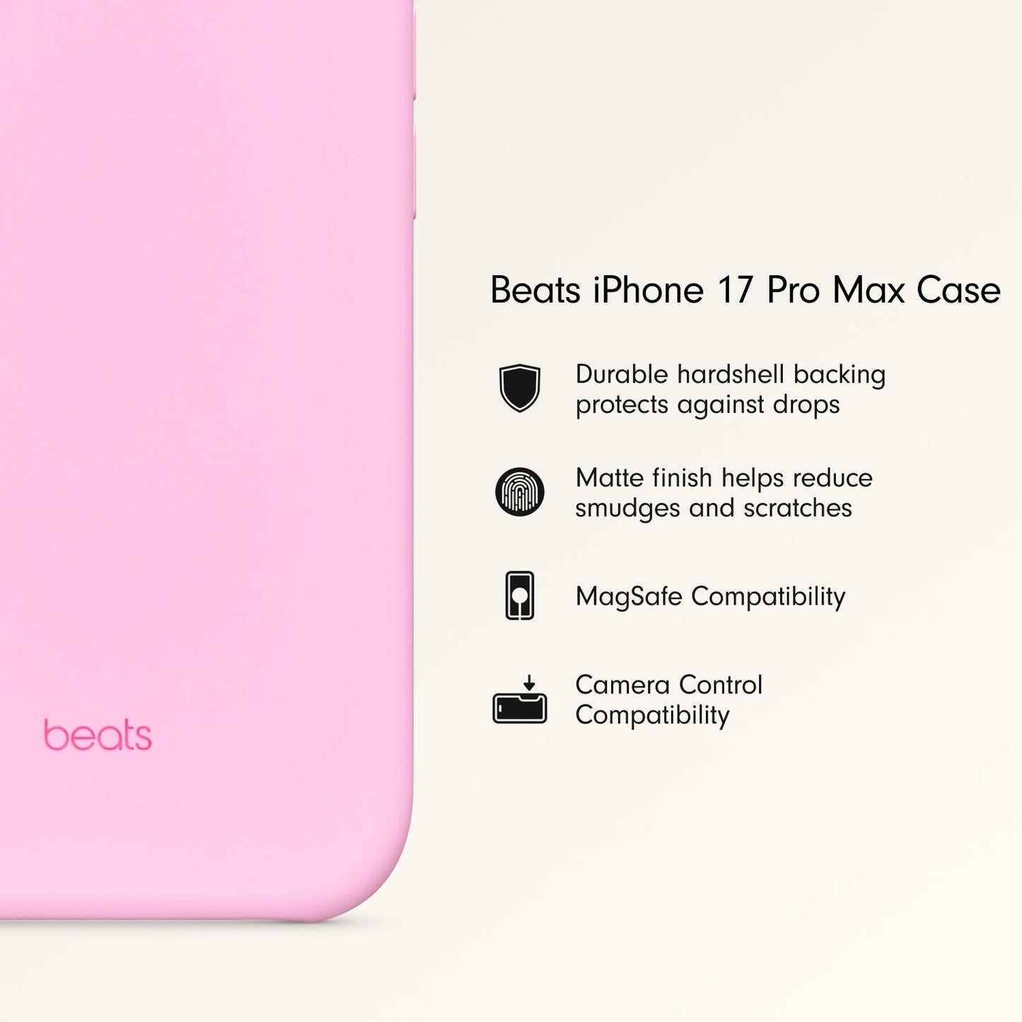 Husa de protectie Apple Beats cu MagSafe pentru iPhone 17 Pro Max, Pebble Pink - iSTYLE RO