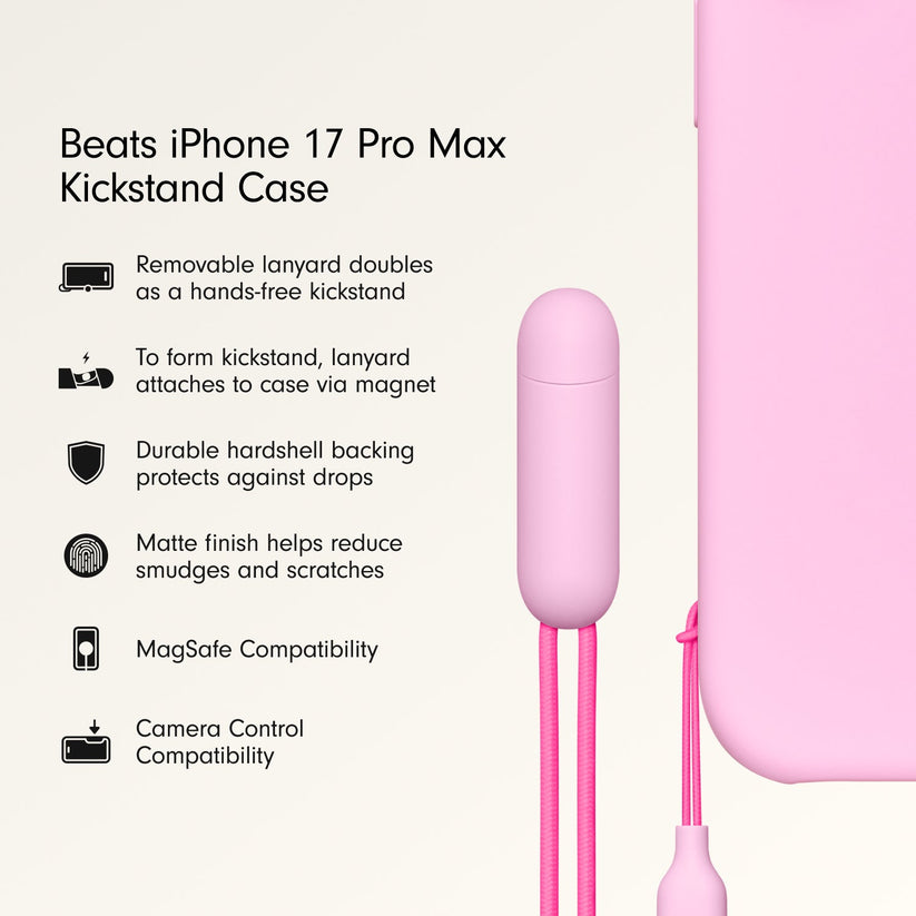 Husa de protectie Apple Beats pentru iPhone 17 Pro Max cu suport, MagSafe și control al camerei, Pebble Pink - iSTYLE RO