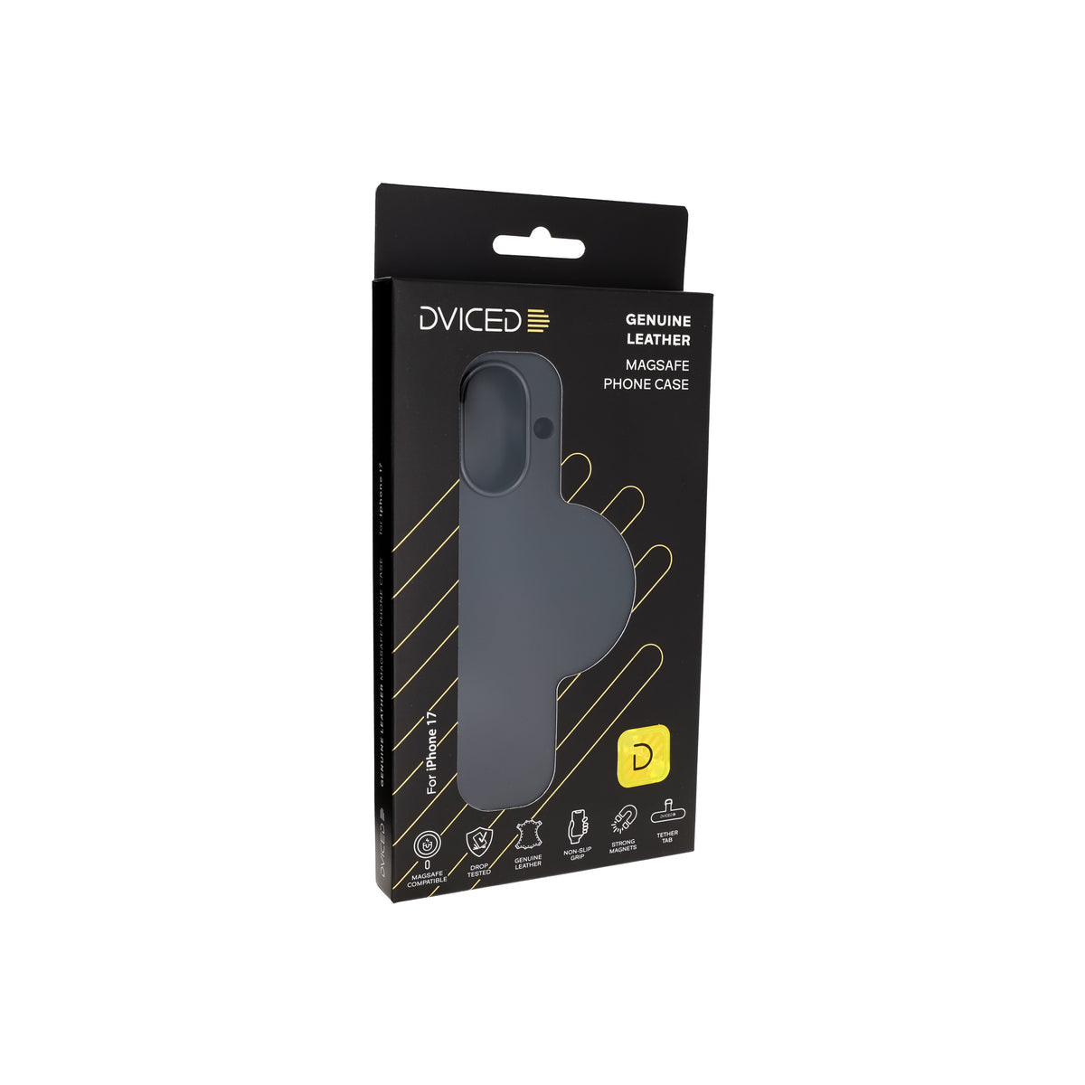 Husa de protectie DVICED din piele pentru iPhone 17, Negru