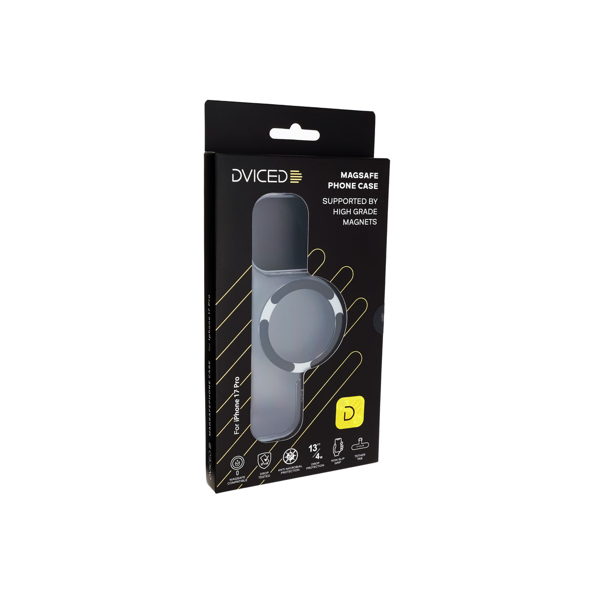 Husă de protectie DVICED din silicon pentru iPhone 17 Pro, MagSafe, Transparent-neagră