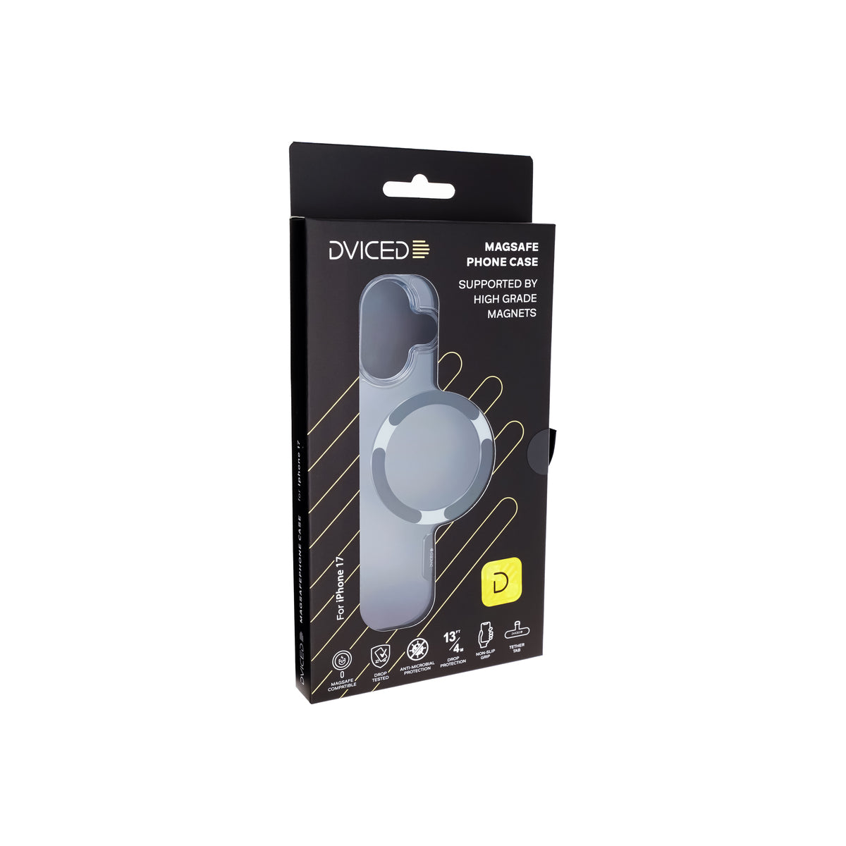 Husă de protectie DVICED din silicon pentru iPhone 17, MagSafe, Transparent-neagră