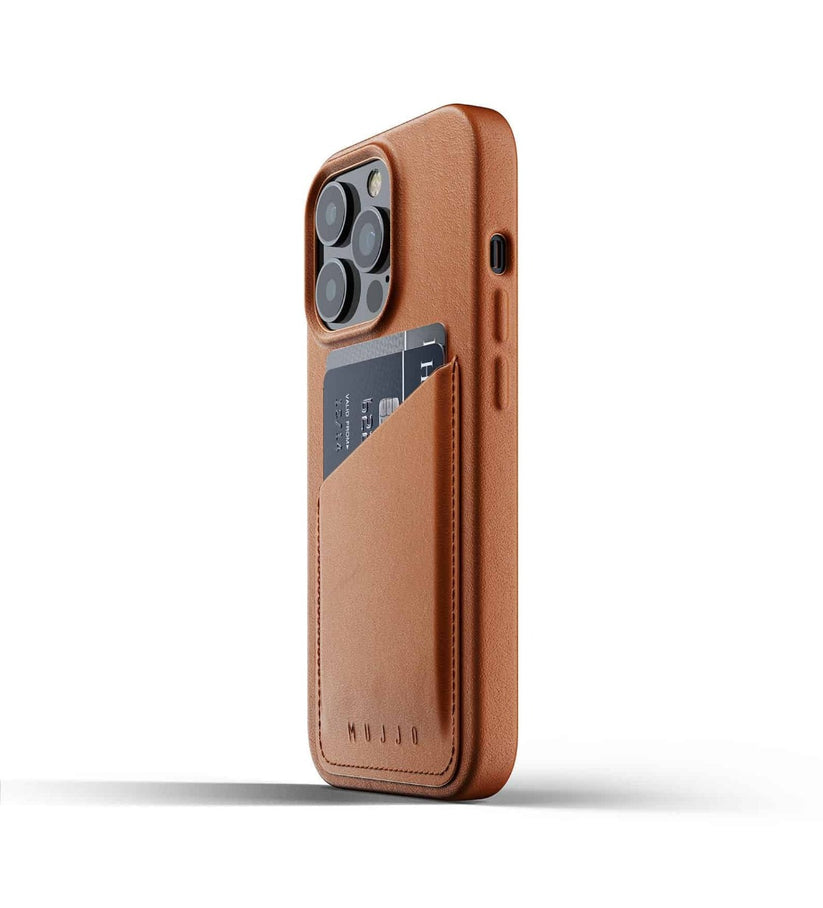 Husa de protectie Mujjo tip portofel pentru iPhone 13 Pro, Piele, Tan - iSTYLE RO