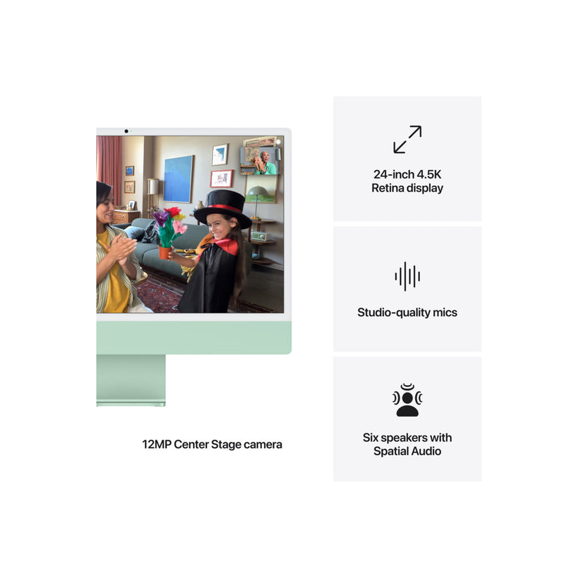 iMac 24" cu procesor Apple M4, 24", Retina 4.5K, 10 nuclee CPU si 10 nuclee GPU, 16GB, 512GB SSD, layout US, Verde - iSTYLE RO