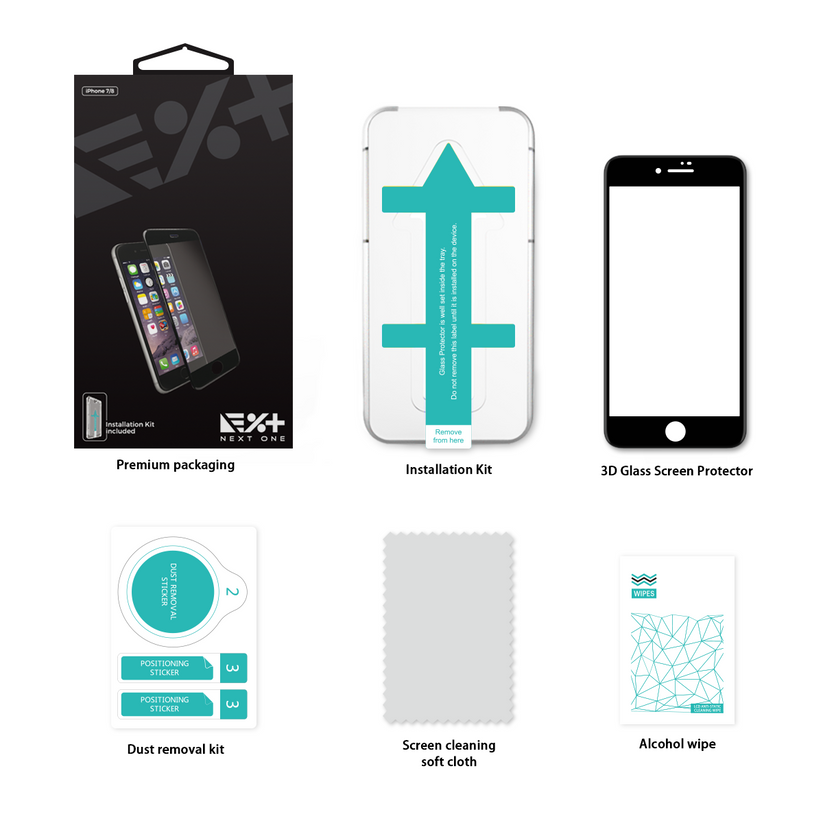 Folie de protectie din sticla 3D NEXT ONE pentru iPhone 7/8/SE, Negru - iSTYLE RO