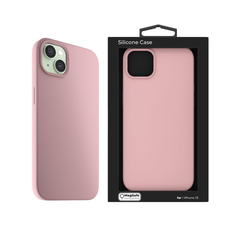 Husa de protectie NEXT ONE cu MagSafe pentru iPhone 15, Silicon, Roz - iSTYLE RO