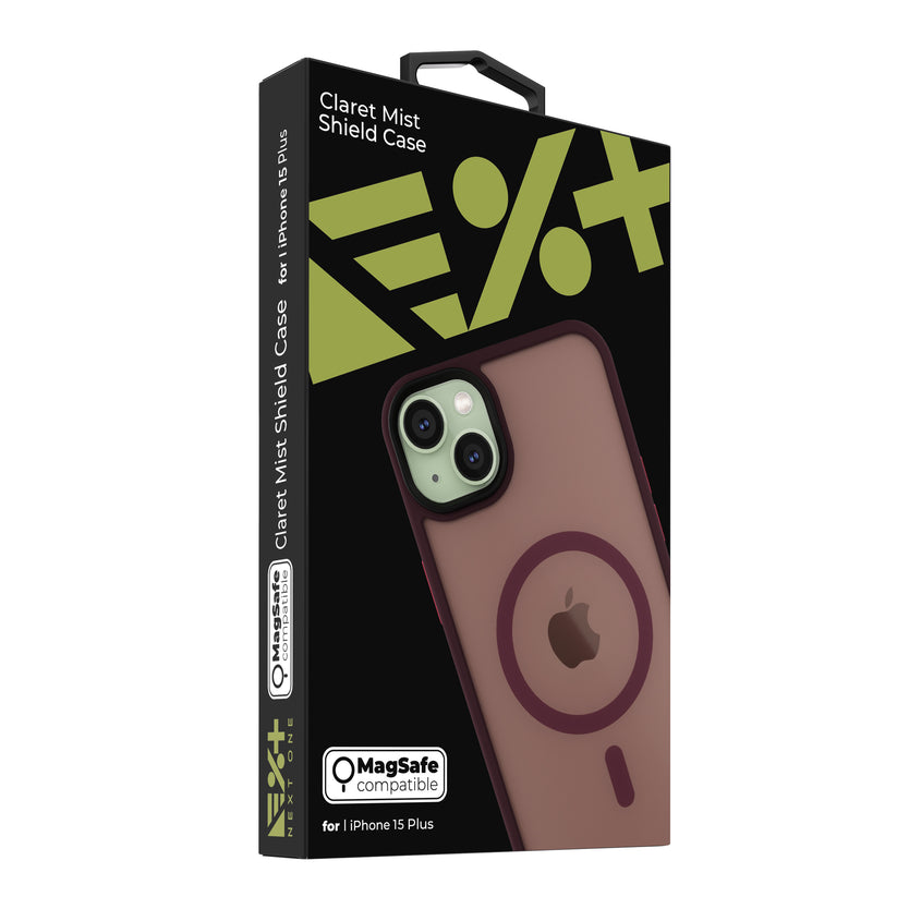 Husa de protectie NEXT ONE Mist Shield cu MagSafe pentru iPhone 15 Plus, Roșu Vișiniu - iSTYLE RO