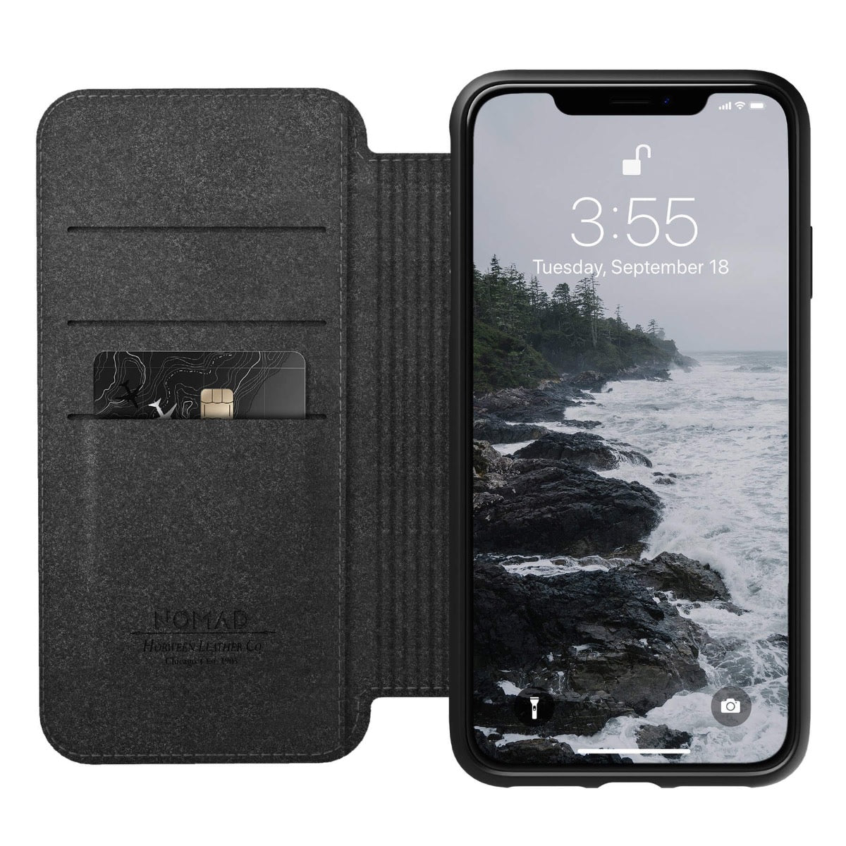 Husa de protectie Nomad Folio pentru iPhone Xs Max, Piele, Negru - iSTYLE RO
