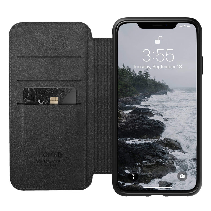 Husa de protectie Nomad Folio pentru iPhone Xs Max, Piele, Negru - iSTYLE RO