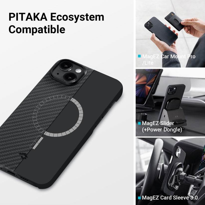 Husa de protectie Pitaka MagEZ 3 cu MagSafe pentru iPhone 14, Negru - iSTYLE RO