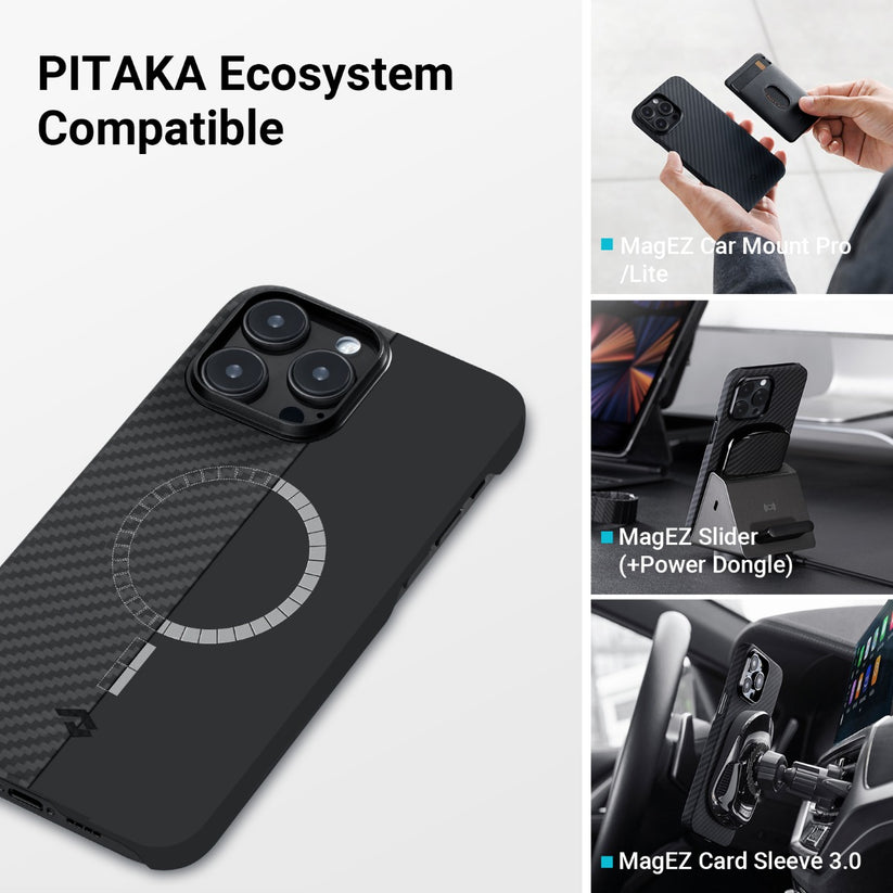 Resigilat: Husa de protectie Pitaka MagEZ 3 cu MagSafe pentru iPhone 14 Pro, Negru - iSTYLE RO