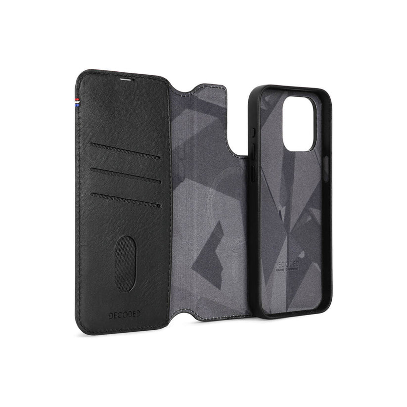 Husa de protectie Decoded cu portofel detasabil iPhone 15 Pro Max, Piele, Negru - iSTYLE RO