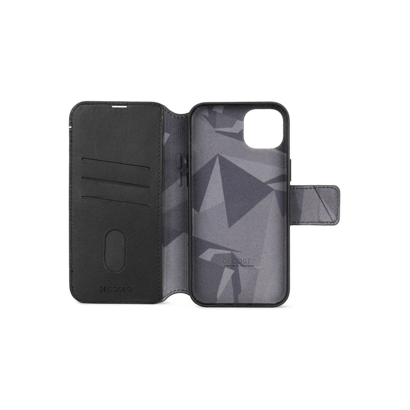 Husa de protectie Decoded cu portofel detasabil iPhone 15 Plus, Piele, Negru - iSTYLE RO
