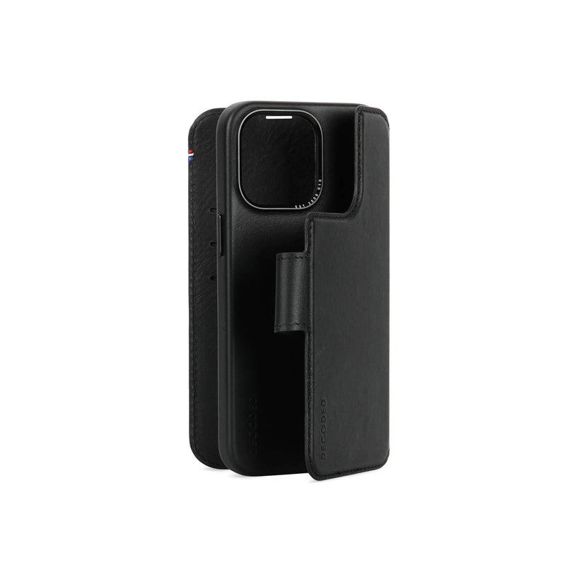 Husa de protectie Decoded cu portofel detasabil iPhone 15 Pro Max, Piele, Negru - iSTYLE RO