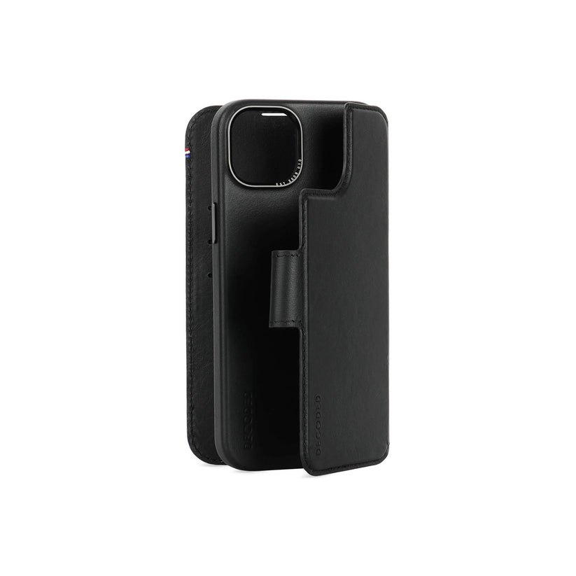 Husa de protectie Decoded cu portofel detasabil iPhone 15 Plus, Piele, Negru - iSTYLE RO