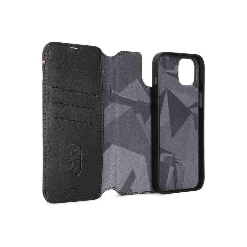 Husa de protectie Decoded cu portofel detasabil iPhone 15 Plus, Piele, Negru - iSTYLE RO
