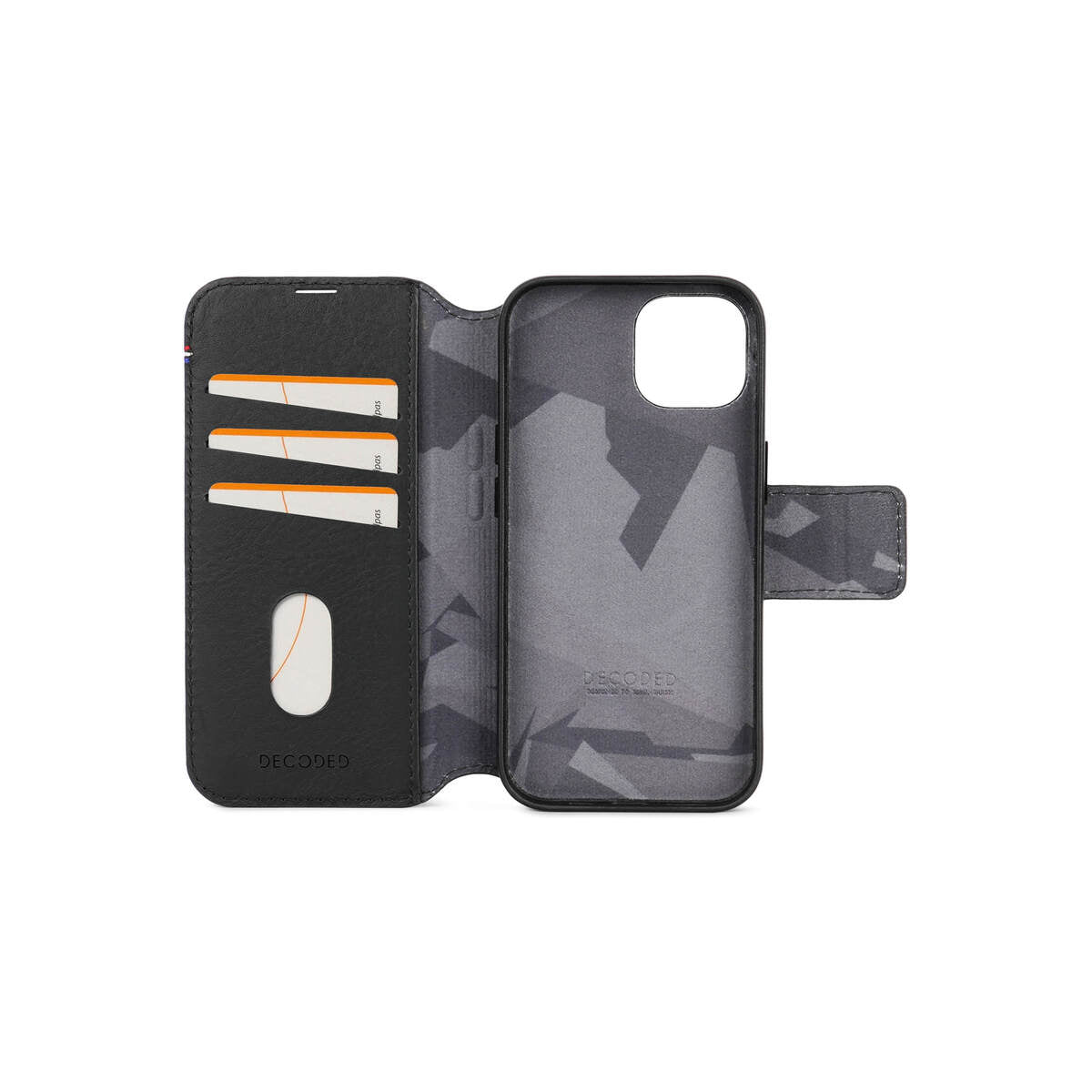 Husa de protectie Decoded cu portofel detasabil iPhone 15, Piele, Negru - iSTYLE RO
